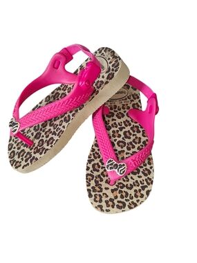 Havaianas Pink Leopard-Print Flip Flop Sandals Toddler Size 8c